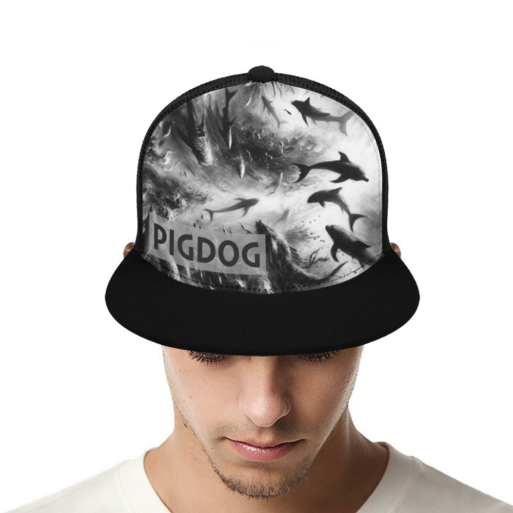 Deep Dolphin Design Hat by PIGDOG * ball Cap flat bill Trucker