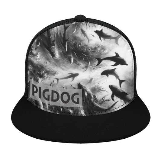 Deep Dolphin Design Hat by PIGDOG * ball Cap flat bill Trucker