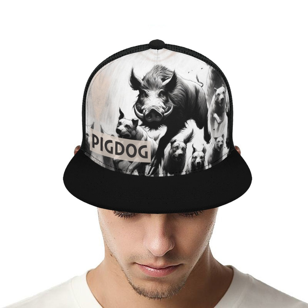 Pig Hunt Design Hat by PIGDOG * ball Cap flat brim Trucker